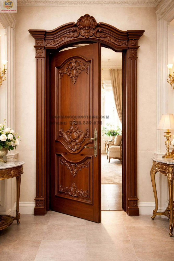 Bộ cửa phòng cổ điển gỗ gõ đỏ CP58 đẳng cấp